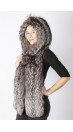 Silver fox fur hood-scarf